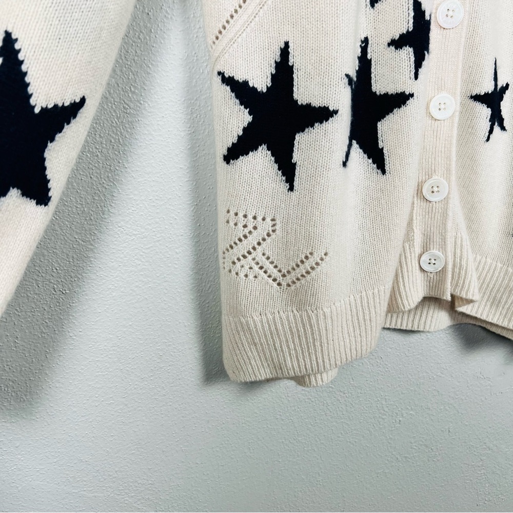 Zadig & Voltaire Mirka Star Cashmere Cardigan in Ecru Size Medium - Picture 4 of 11